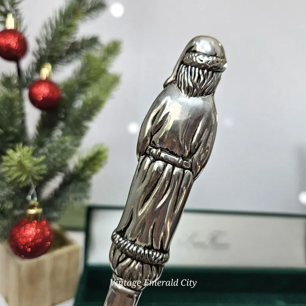 Vtg Silver Treasures By Godinger Silverplate Holiday Santa Slotted Serving Spoon